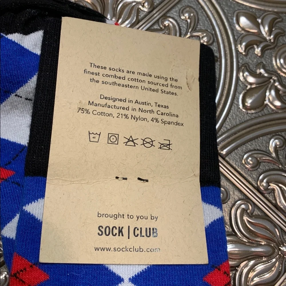 🌹SOCK CLUB “MINUTEMAN” • Red Blue and Black FINEST COTTON Men's Socks - NWT
